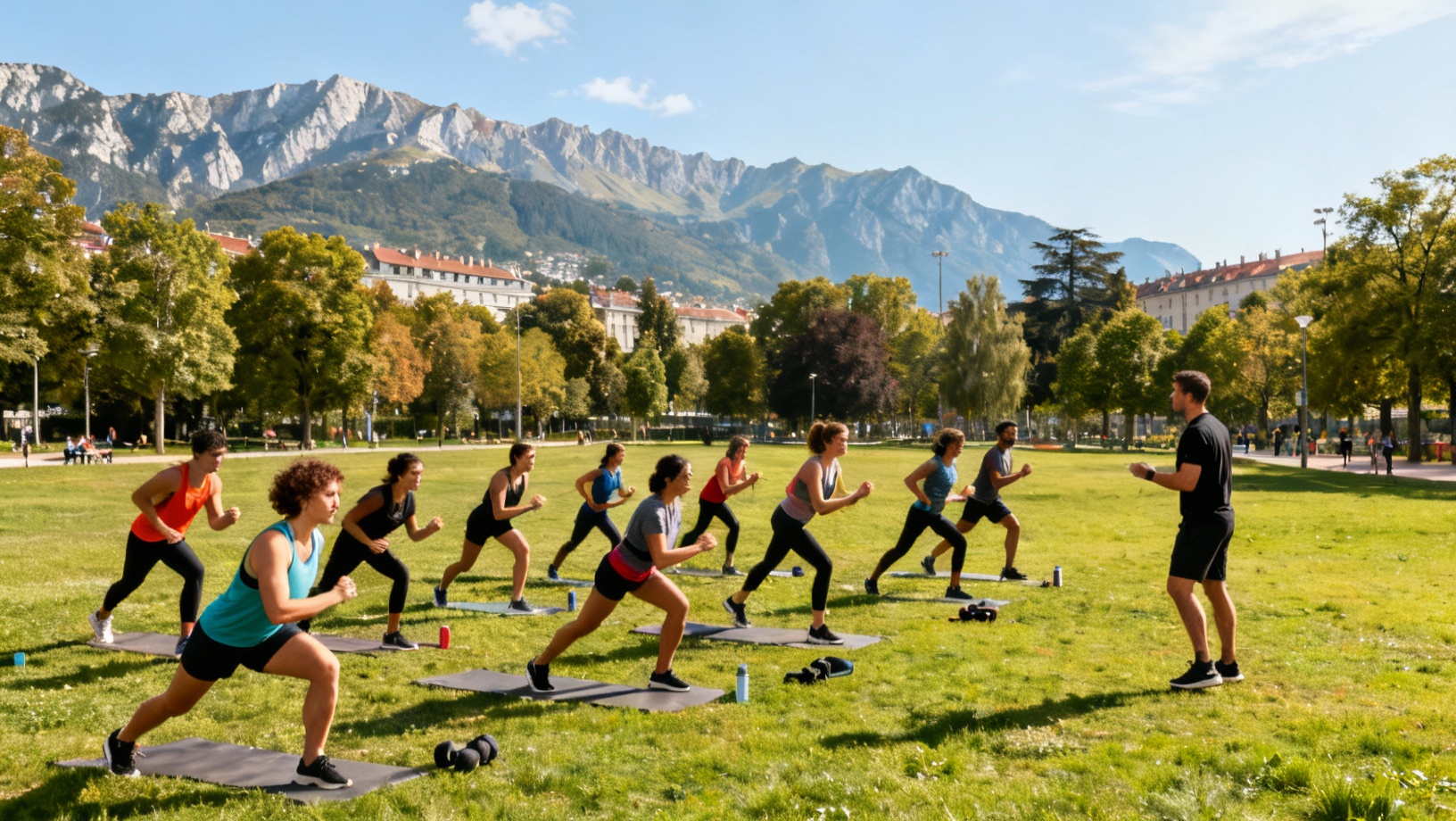 Groupe de coaching sportif en extérieur à Grenoble - Toutes nos villes